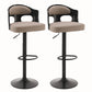 Contemporary Metal Barstool Faux Leather Counter Stool With Chrome Base Black-Silver 2 Piece Set Clearhalo 'Bar Furniture' 'Bar Stools' 'bar_stools' 'furn' 'furn_bar_stools' 'Furniture' 'Kitchen & Dining Furniture' 5617690
