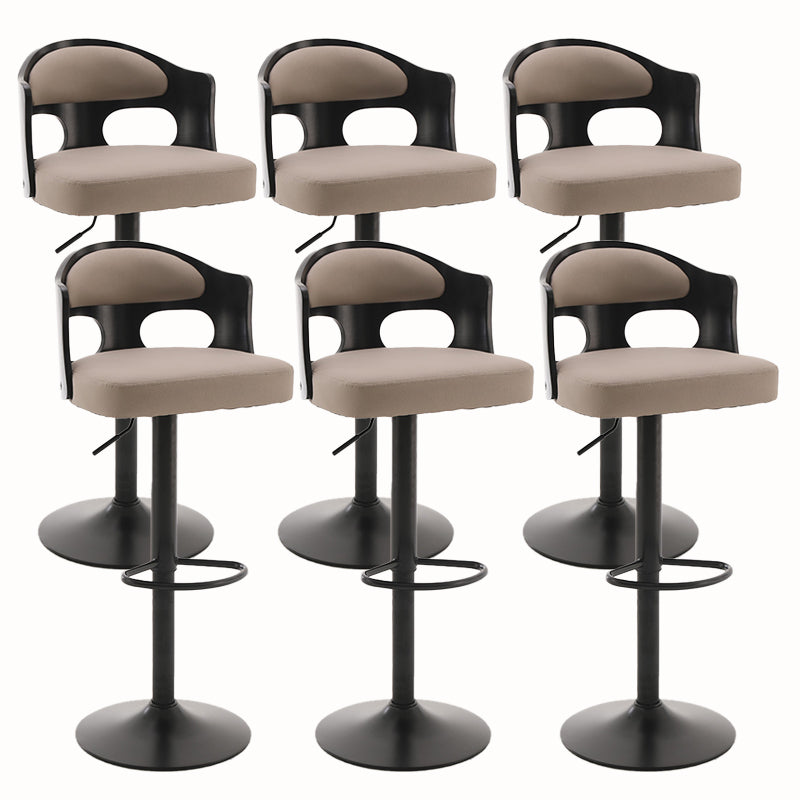 Contemporary Metal Barstool Faux Leather Counter Stool With Chrome Base Black-Silver 6 Piece Set Clearhalo 'Bar Furniture' 'Bar Stools' 'bar_stools' 'furn' 'furn_bar_stools' 'Furniture' 'Kitchen & Dining Furniture' 5617692
