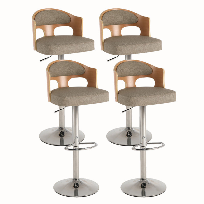 Contemporary Metal Barstool Faux Leather Counter Stool With Chrome Base Natural Wood Yellow 4 Piece Set Clearhalo 'Bar Furniture' 'Bar Stools' 'bar_stools' 'furn' 'furn_bar_stools' 'Furniture' 'Kitchen & Dining Furniture' 5617695