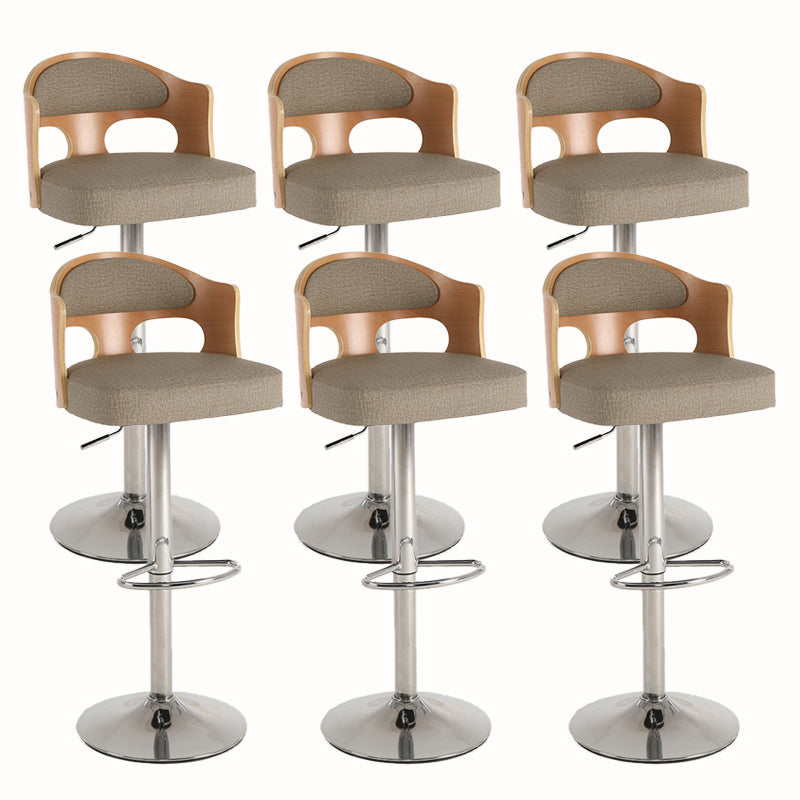 Contemporary Metal Barstool Faux Leather Counter Stool With Chrome Base Natural Wood Yellow 6 Piece Set Clearhalo 'Bar Furniture' 'Bar Stools' 'bar_stools' 'furn' 'furn_bar_stools' 'Furniture' 'Kitchen & Dining Furniture' 5617696