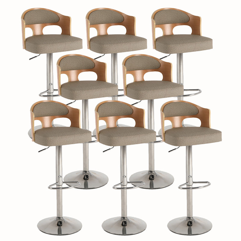 Contemporary Metal Barstool Faux Leather Counter Stool With Chrome Base Natural Wood Yellow 8 Piece Set Clearhalo 'Bar Furniture' 'Bar Stools' 'bar_stools' 'furn' 'furn_bar_stools' 'Furniture' 'Kitchen & Dining Furniture' 5617697