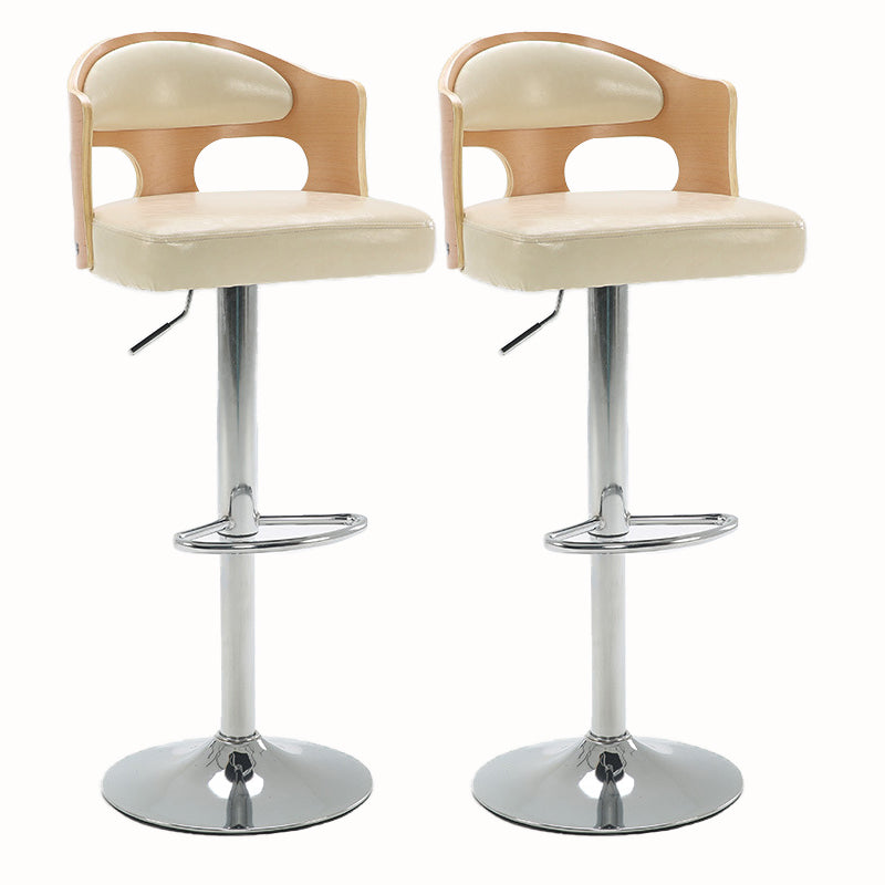 Contemporary Metal Barstool Faux Leather Counter Stool With Chrome Base Natural Wood Almond 2 Piece Set Clearhalo 'Bar Furniture' 'Bar Stools' 'bar_stools' 'furn' 'furn_bar_stools' 'Furniture' 'Kitchen & Dining Furniture' 5617698