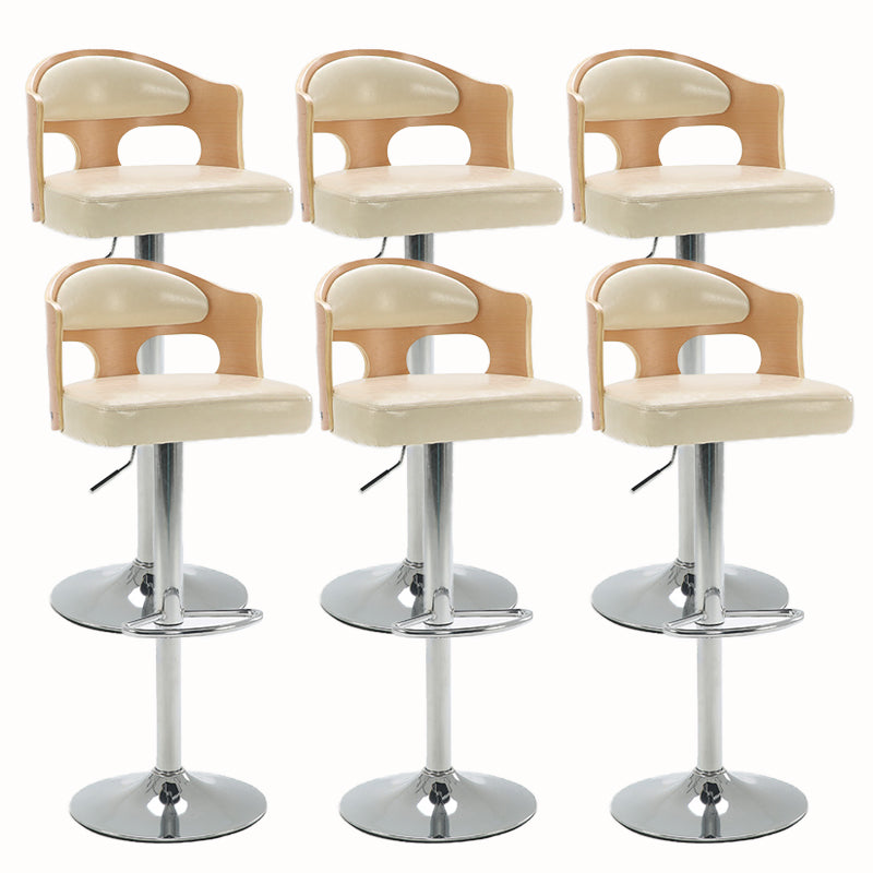 Contemporary Metal Barstool Faux Leather Counter Stool With Chrome Base Natural Wood Almond 6 Piece Set Clearhalo 'Bar Furniture' 'Bar Stools' 'bar_stools' 'furn' 'furn_bar_stools' 'Furniture' 'Kitchen & Dining Furniture' 5617700
