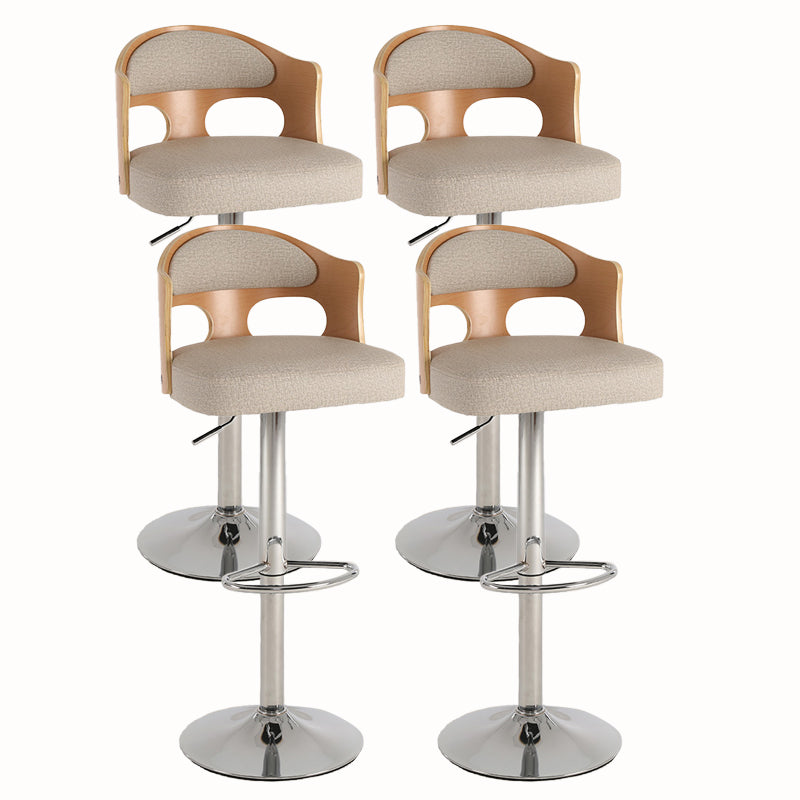 Contemporary Metal Barstool Faux Leather Counter Stool With Chrome Base Natural Wood Khaki 4 Piece Set Clearhalo 'Bar Furniture' 'Bar Stools' 'bar_stools' 'furn' 'furn_bar_stools' 'Furniture' 'Kitchen & Dining Furniture' 5617703