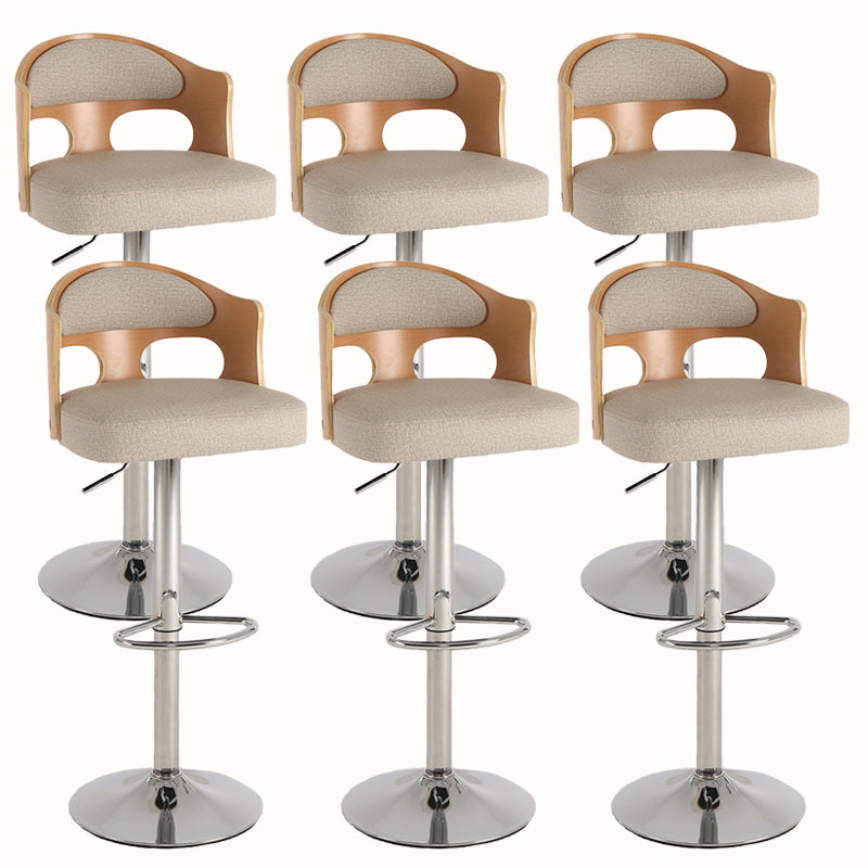 Contemporary Metal Barstool Faux Leather Counter Stool With Chrome Base Natural Wood Khaki 6 Piece Set Clearhalo 'Bar Furniture' 'Bar Stools' 'bar_stools' 'furn' 'furn_bar_stools' 'Furniture' 'Kitchen & Dining Furniture' 5617704