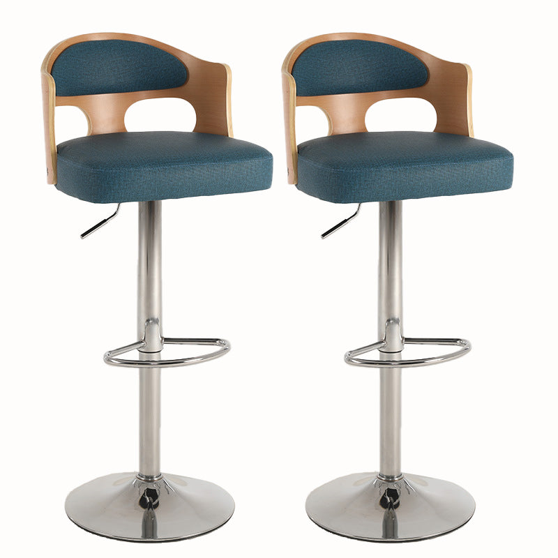 Contemporary Metal Barstool Faux Leather Counter Stool With Chrome Base Natural Wood Multi Color 2 Piece Set Clearhalo 'Bar Furniture' 'Bar Stools' 'bar_stools' 'furn' 'furn_bar_stools' 'Furniture' 'Kitchen & Dining Furniture' 5617706