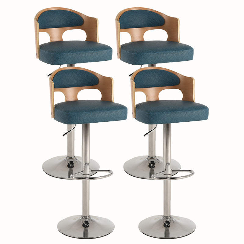 Contemporary Metal Barstool Faux Leather Counter Stool With Chrome Base Natural Wood Multi Color 4 Piece Set Clearhalo 'Bar Furniture' 'Bar Stools' 'bar_stools' 'furn' 'furn_bar_stools' 'Furniture' 'Kitchen & Dining Furniture' 5617707