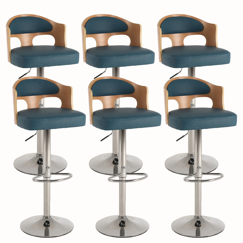 Contemporary Metal Barstool Faux Leather Counter Stool With Chrome Base Natural Wood Multi Color 6 Piece Set Clearhalo 'Bar Furniture' 'Bar Stools' 'bar_stools' 'furn' 'furn_bar_stools' 'Furniture' 'Kitchen & Dining Furniture' 5617708