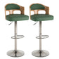 Contemporary Metal Barstool Faux Leather Counter Stool With Chrome Base Wood-Green 2 Piece Set Clearhalo 'Bar Furniture' 'Bar Stools' 'bar_stools' 'furn' 'furn_bar_stools' 'Furniture' 'Kitchen & Dining Furniture' 5617714