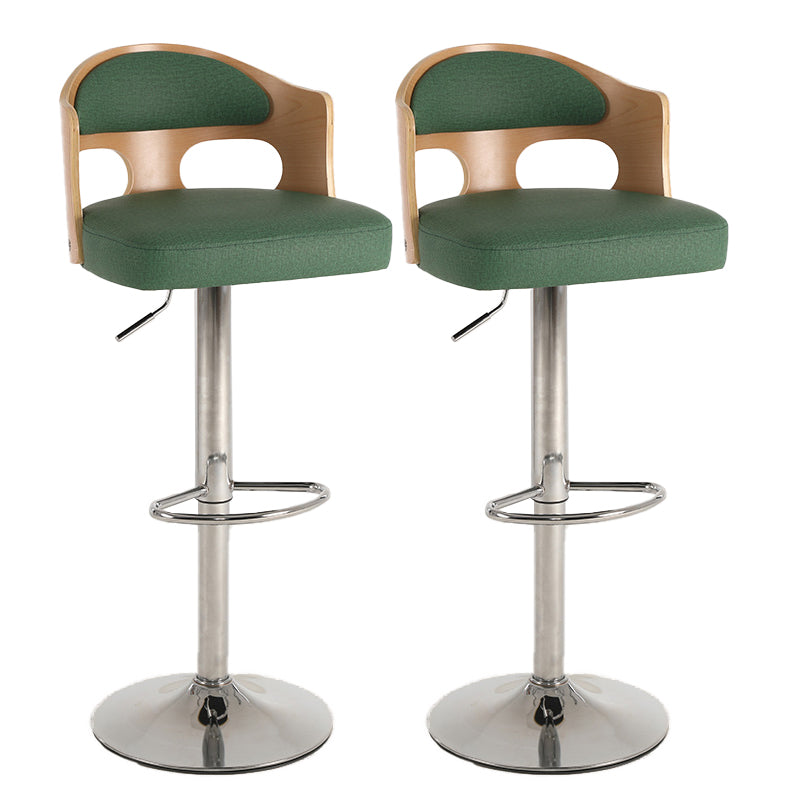 Contemporary Metal Barstool Faux Leather Counter Stool With Chrome Base Wood-Green 2 Piece Set Clearhalo 'Bar Furniture' 'Bar Stools' 'bar_stools' 'furn' 'furn_bar_stools' 'Furniture' 'Kitchen & Dining Furniture' 5617714