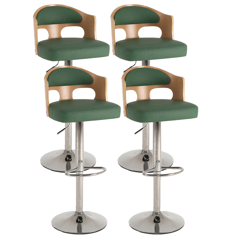 Contemporary Metal Barstool Faux Leather Counter Stool With Chrome Base Wood-Green 4 Piece Set Clearhalo 'Bar Furniture' 'Bar Stools' 'bar_stools' 'furn' 'furn_bar_stools' 'Furniture' 'Kitchen & Dining Furniture' 5617715
