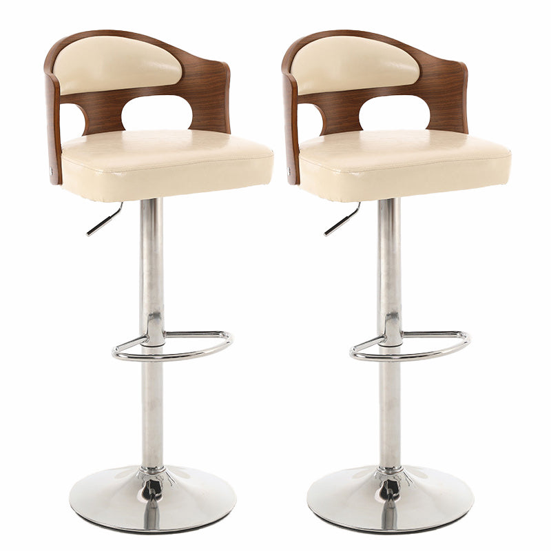 Contemporary Metal Barstool Faux Leather Counter Stool With Chrome Base Light Brown Khaki 2 Piece Set Clearhalo 'Bar Furniture' 'Bar Stools' 'bar_stools' 'furn' 'furn_bar_stools' 'Furniture' 'Kitchen & Dining Furniture' 5617718