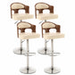 Contemporary Metal Barstool Faux Leather Counter Stool With Chrome Base Light Brown Khaki 4 Piece Set Clearhalo 'Bar Furniture' 'Bar Stools' 'bar_stools' 'furn' 'furn_bar_stools' 'Furniture' 'Kitchen & Dining Furniture' 5617719