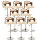 Contemporary Metal Barstool Faux Leather Counter Stool With Chrome Base Light Brown Khaki 8 Piece Set Clearhalo 'Bar Furniture' 'Bar Stools' 'bar_stools' 'furn' 'furn_bar_stools' 'Furniture' 'Kitchen & Dining Furniture' 5617721