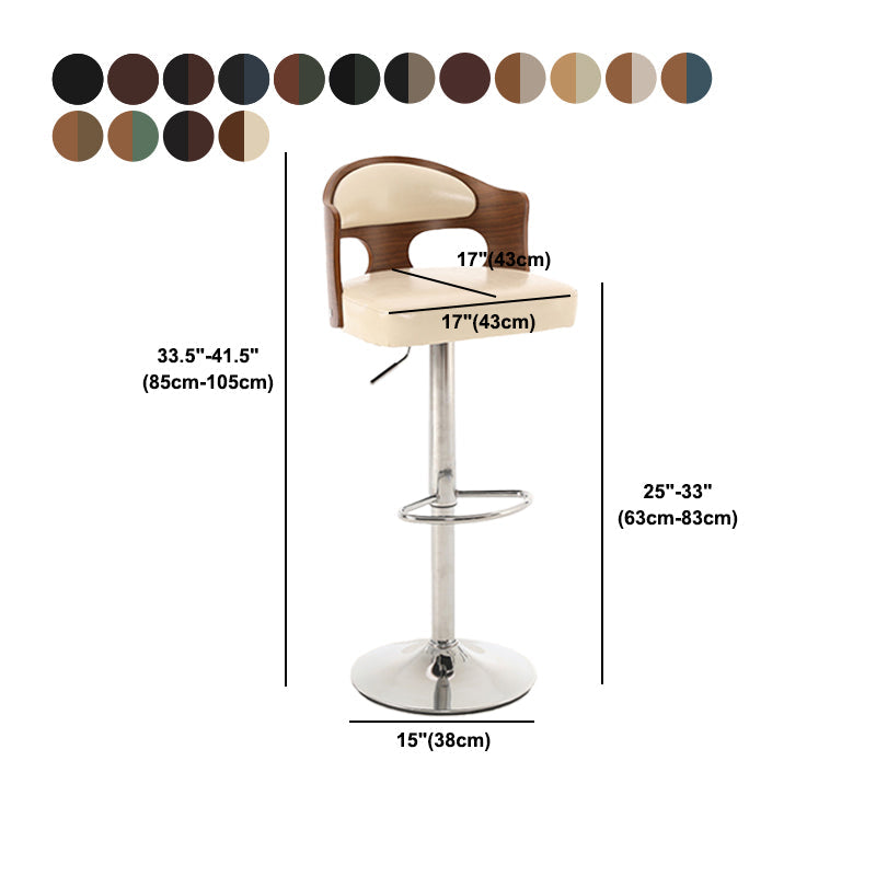 Contemporary Metal Barstool Faux Leather Counter Stool With Chrome Base Clearhalo 'Bar Furniture' 'Bar Stools' 'bar_stools' 'furn' 'furn_bar_stools' 'Furniture' 'Kitchen & Dining Furniture' 5617722
