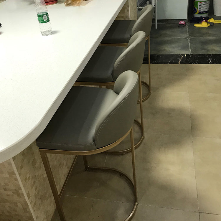 Glam Faux Leather Counter Height Stool Metal Bar Stool Bar Stool with Footrest Clearhalo 'Bar Furniture' 'Bar Stools' 'bar_stools' 'furn' 'furn_bar_stools' 'Furniture' 'Kitchen & Dining Furniture' 5617737