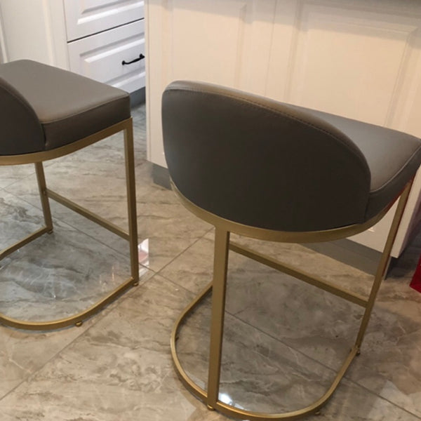 Glam Faux Leather Counter Height Stool Metal Bar Stool Bar Stool with Footrest Clearhalo 'Bar Furniture' 'Bar Stools' 'bar_stools' 'furn' 'furn_bar_stools' 'Furniture' 'Kitchen & Dining Furniture' 5617740