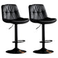 Modern Metal Stool Faux Leather Footrest Stool Adjustable Height in Matte Finish Black Black 2 Piece Set Clearhalo 'Bar Furniture' 'Bar Stools' 'bar_stools' 'furn' 'furn_bar_stools' 'Furniture' 'Kitchen & Dining Furniture' 5617780