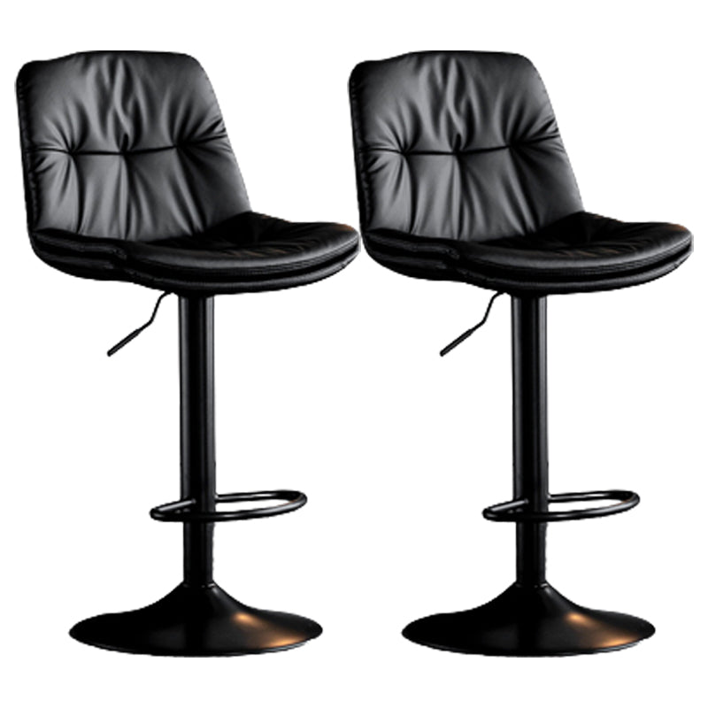 Modern Metal Stool Faux Leather Footrest Stool Adjustable Height in Matte Finish Black Black 2 Piece Set Clearhalo 'Bar Furniture' 'Bar Stools' 'bar_stools' 'furn' 'furn_bar_stools' 'Furniture' 'Kitchen & Dining Furniture' 5617780