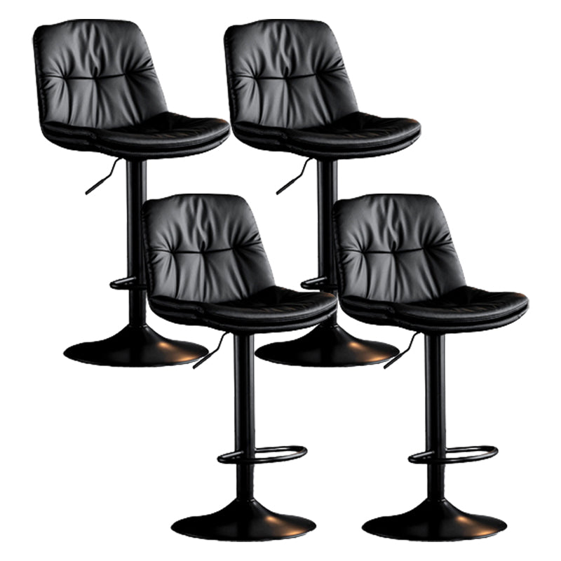 Modern Metal Stool Faux Leather Footrest Stool Adjustable Height in Matte Finish Black Black 4 Piece Set Clearhalo 'Bar Furniture' 'Bar Stools' 'bar_stools' 'furn' 'furn_bar_stools' 'Furniture' 'Kitchen & Dining Furniture' 5617781