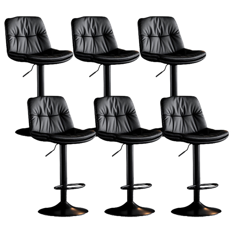 Modern Metal Stool Faux Leather Footrest Stool Adjustable Height in Matte Finish Black Black 6 Piece Set Clearhalo 'Bar Furniture' 'Bar Stools' 'bar_stools' 'furn' 'furn_bar_stools' 'Furniture' 'Kitchen & Dining Furniture' 5617783
