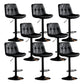Modern Metal Stool Faux Leather Footrest Stool Adjustable Height in Matte Finish Black Black 8 Piece Set Clearhalo 'Bar Furniture' 'Bar Stools' 'bar_stools' 'furn' 'furn_bar_stools' 'Furniture' 'Kitchen & Dining Furniture' 5617785