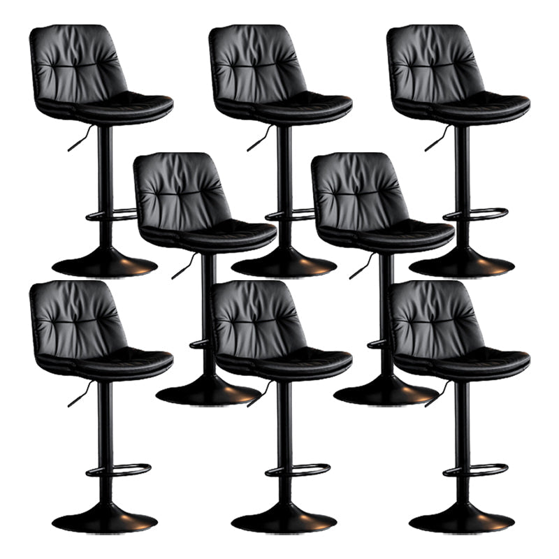 Modern Metal Stool Faux Leather Footrest Stool Adjustable Height in Matte Finish Black Black 8 Piece Set Clearhalo 'Bar Furniture' 'Bar Stools' 'bar_stools' 'furn' 'furn_bar_stools' 'Furniture' 'Kitchen & Dining Furniture' 5617785