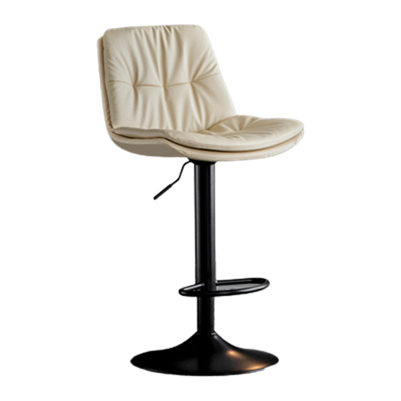 Modern Metal Stool Faux Leather Footrest Stool Adjustable Height in Matte Finish Clearhalo 'Bar Furniture' 'Bar Stools' 'bar_stools' 'furn' 'furn_bar_stools' 'Furniture' 'Kitchen & Dining Furniture' 5617786