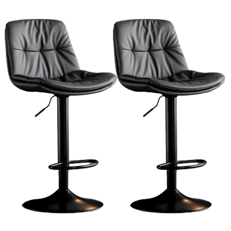 Modern Metal Stool Faux Leather Footrest Stool Adjustable Height in Matte Finish Dark Gray Black 2 Piece Set Clearhalo 'Bar Furniture' 'Bar Stools' 'bar_stools' 'furn' 'furn_bar_stools' 'Furniture' 'Kitchen & Dining Furniture' 5617790
