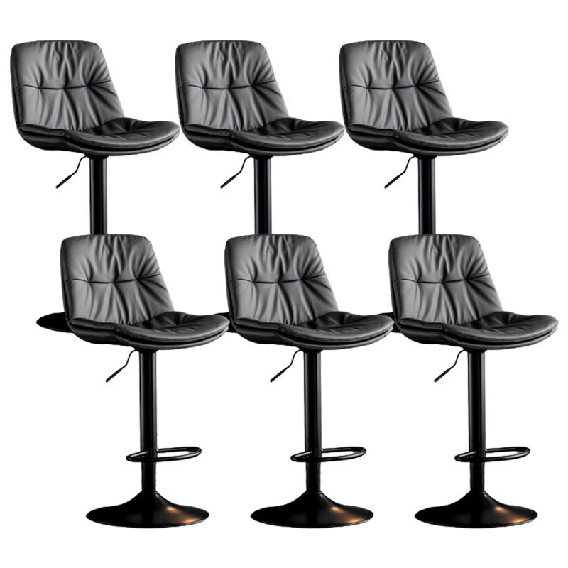 Modern Metal Stool Faux Leather Footrest Stool Adjustable Height in Matte Finish Dark Gray Black 6 Piece Set Clearhalo 'Bar Furniture' 'Bar Stools' 'bar_stools' 'furn' 'furn_bar_stools' 'Furniture' 'Kitchen & Dining Furniture' 5617794