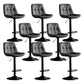Modern Metal Stool Faux Leather Footrest Stool Adjustable Height in Matte Finish Dark Gray Black 8 Piece Set Clearhalo 'Bar Furniture' 'Bar Stools' 'bar_stools' 'furn' 'furn_bar_stools' 'Furniture' 'Kitchen & Dining Furniture' 5617795