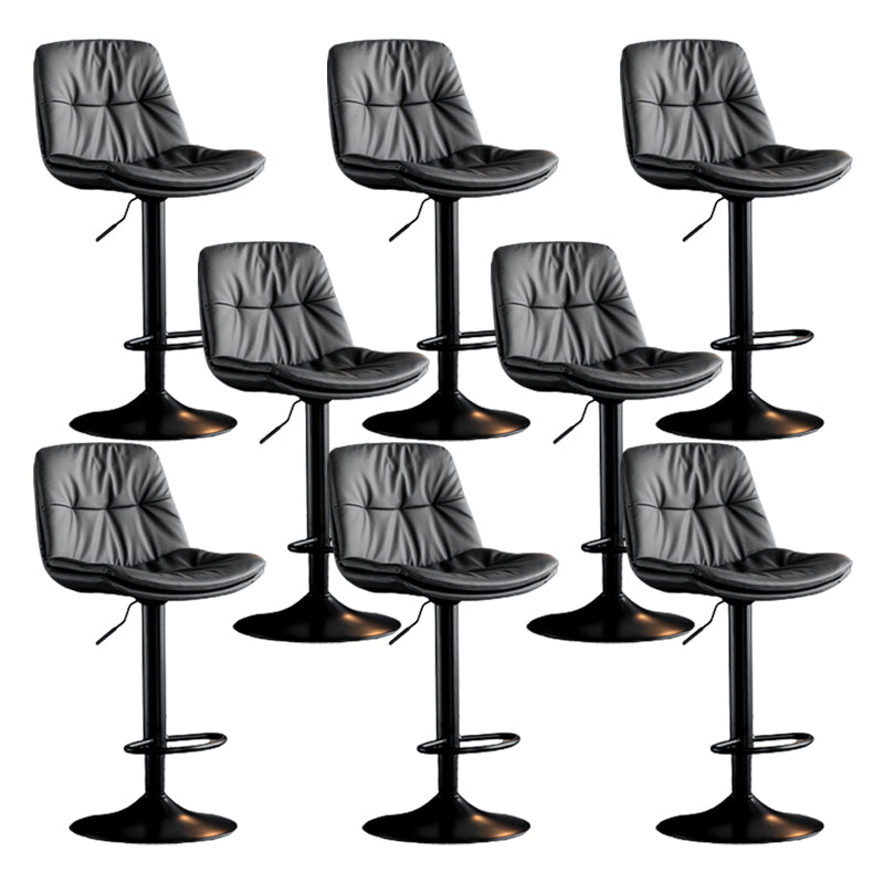 Modern Metal Stool Faux Leather Footrest Stool Adjustable Height in Matte Finish Dark Gray Black 8 Piece Set Clearhalo 'Bar Furniture' 'Bar Stools' 'bar_stools' 'furn' 'furn_bar_stools' 'Furniture' 'Kitchen & Dining Furniture' 5617795