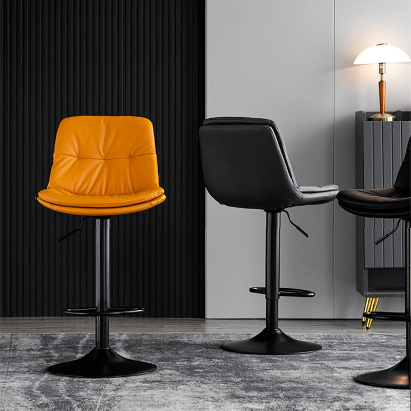 Modern Metal Stool Faux Leather Footrest Stool Adjustable Height in Matte Finish Clearhalo 'Bar Furniture' 'Bar Stools' 'bar_stools' 'furn' 'furn_bar_stools' 'Furniture' 'Kitchen & Dining Furniture' 5617798