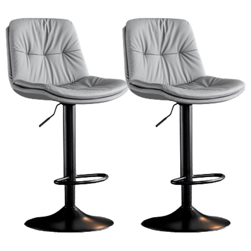 Modern Metal Stool Faux Leather Footrest Stool Adjustable Height in Matte Finish Light Gray Black 2 Piece Set Clearhalo 'Bar Furniture' 'Bar Stools' 'bar_stools' 'furn' 'furn_bar_stools' 'Furniture' 'Kitchen & Dining Furniture' 5617800