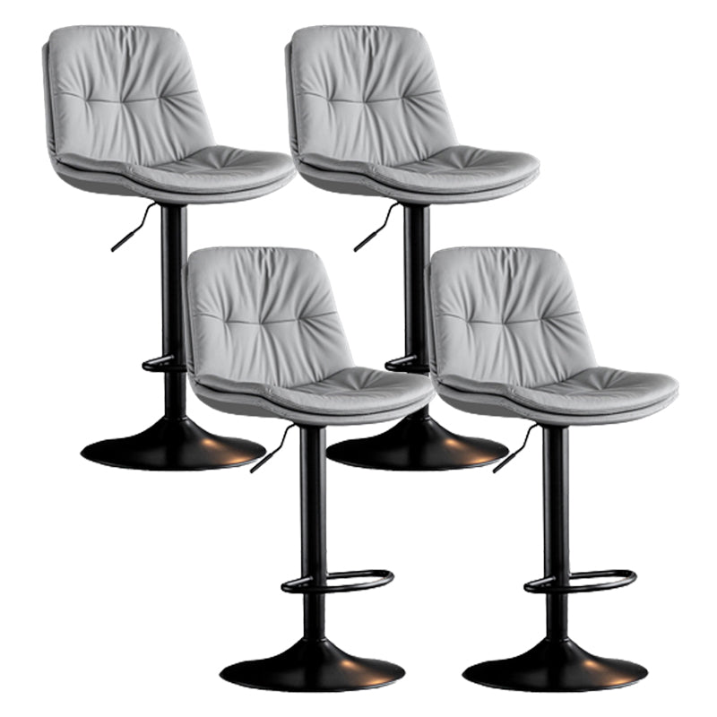 Modern Metal Stool Faux Leather Footrest Stool Adjustable Height in Matte Finish Light Gray Black 4 Piece Set Clearhalo 'Bar Furniture' 'Bar Stools' 'bar_stools' 'furn' 'furn_bar_stools' 'Furniture' 'Kitchen & Dining Furniture' 5617801