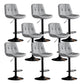 Modern Metal Stool Faux Leather Footrest Stool Adjustable Height in Matte Finish Light Gray Black 8 Piece Set Clearhalo 'Bar Furniture' 'Bar Stools' 'bar_stools' 'furn' 'furn_bar_stools' 'Furniture' 'Kitchen & Dining Furniture' 5617803
