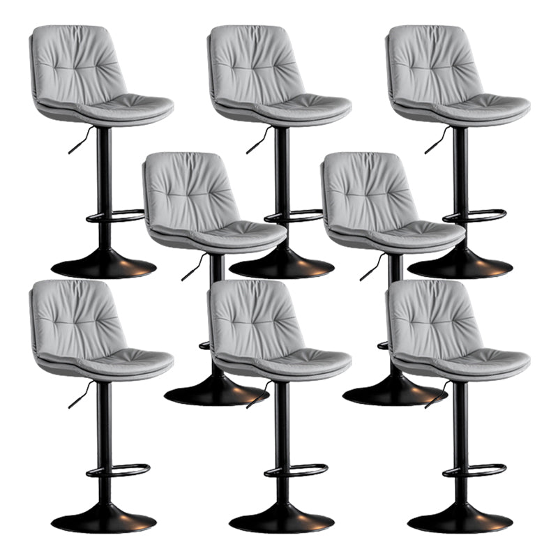 Modern Metal Stool Faux Leather Footrest Stool Adjustable Height in Matte Finish Light Gray Black 8 Piece Set Clearhalo 'Bar Furniture' 'Bar Stools' 'bar_stools' 'furn' 'furn_bar_stools' 'Furniture' 'Kitchen & Dining Furniture' 5617803