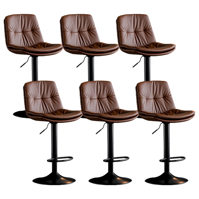 Modern Metal Stool Faux Leather Footrest Stool Adjustable Height in Matte Finish Brown Black 6 Piece Set Clearhalo 'Bar Furniture' 'Bar Stools' 'bar_stools' 'furn' 'furn_bar_stools' 'Furniture' 'Kitchen & Dining Furniture' 5617807