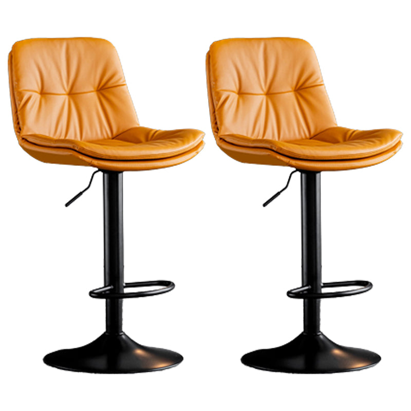 Modern Metal Stool Faux Leather Footrest Stool Adjustable Height in Matte Finish Orange Black 2 Piece Set Clearhalo 'Bar Furniture' 'Bar Stools' 'bar_stools' 'furn' 'furn_bar_stools' 'Furniture' 'Kitchen & Dining Furniture' 5617810