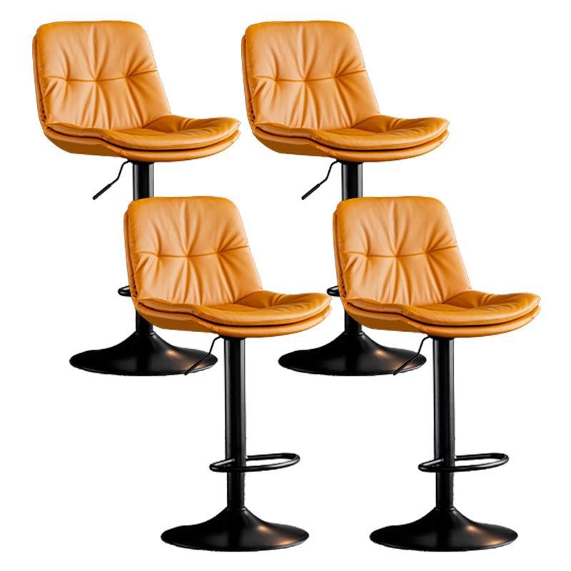 Modern Metal Stool Faux Leather Footrest Stool Adjustable Height in Matte Finish Orange Black 4 Piece Set Clearhalo 'Bar Furniture' 'Bar Stools' 'bar_stools' 'furn' 'furn_bar_stools' 'Furniture' 'Kitchen & Dining Furniture' 5617811