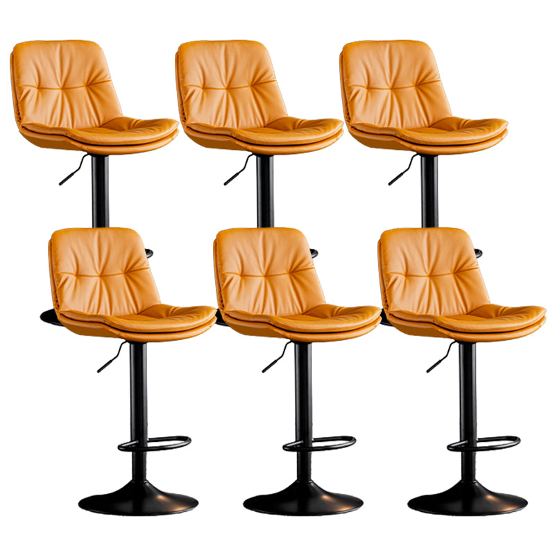 Modern Metal Stool Faux Leather Footrest Stool Adjustable Height in Matte Finish Orange Black 6 Piece Set Clearhalo 'Bar Furniture' 'Bar Stools' 'bar_stools' 'furn' 'furn_bar_stools' 'Furniture' 'Kitchen & Dining Furniture' 5617812