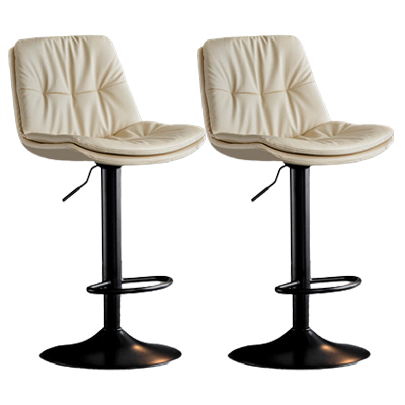 Modern Metal Stool Faux Leather Footrest Stool Adjustable Height in Matte Finish Off-White Black 2 Piece Set Clearhalo 'Bar Furniture' 'Bar Stools' 'bar_stools' 'furn' 'furn_bar_stools' 'Furniture' 'Kitchen & Dining Furniture' 5617815