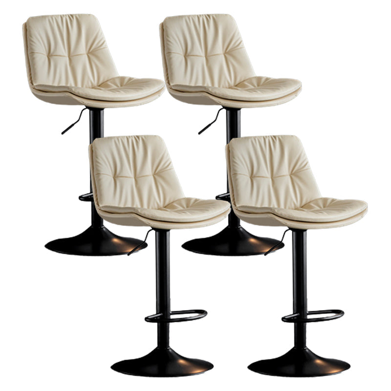 Modern Metal Stool Faux Leather Footrest Stool Adjustable Height in Matte Finish Off-White Black 4 Piece Set Clearhalo 'Bar Furniture' 'Bar Stools' 'bar_stools' 'furn' 'furn_bar_stools' 'Furniture' 'Kitchen & Dining Furniture' 5617816