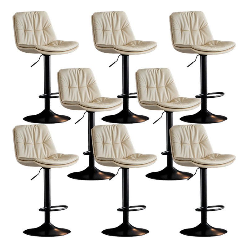 Modern Metal Stool Faux Leather Footrest Stool Adjustable Height in Matte Finish Off-White Black 8 Piece Set Clearhalo 'Bar Furniture' 'Bar Stools' 'bar_stools' 'furn' 'furn_bar_stools' 'Furniture' 'Kitchen & Dining Furniture' 5617818