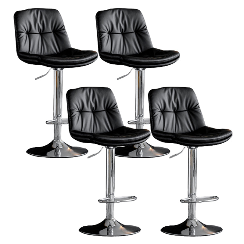 Modern Metal Stool Faux Leather Footrest Stool Adjustable Height in Matte Finish Black Chrome 4 Piece Set Clearhalo 'Bar Furniture' 'Bar Stools' 'bar_stools' 'furn' 'furn_bar_stools' 'Furniture' 'Kitchen & Dining Furniture' 5617821