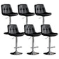 Modern Metal Stool Faux Leather Footrest Stool Adjustable Height in Matte Finish Black Chrome 6 Piece Set Clearhalo 'Bar Furniture' 'Bar Stools' 'bar_stools' 'furn' 'furn_bar_stools' 'Furniture' 'Kitchen & Dining Furniture' 5617822