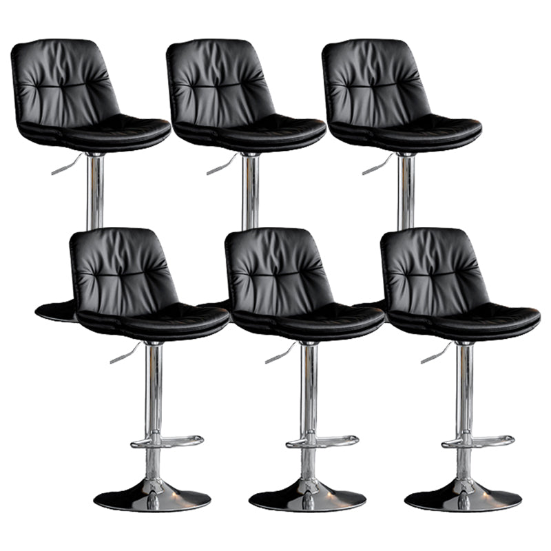 Modern Metal Stool Faux Leather Footrest Stool Adjustable Height in Matte Finish Black Chrome 6 Piece Set Clearhalo 'Bar Furniture' 'Bar Stools' 'bar_stools' 'furn' 'furn_bar_stools' 'Furniture' 'Kitchen & Dining Furniture' 5617822