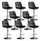 Modern Metal Stool Faux Leather Footrest Stool Adjustable Height in Matte Finish Black Chrome 8 Piece Set Clearhalo 'Bar Furniture' 'Bar Stools' 'bar_stools' 'furn' 'furn_bar_stools' 'Furniture' 'Kitchen & Dining Furniture' 5617823