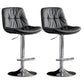 Modern Metal Stool Faux Leather Footrest Stool Adjustable Height in Matte Finish Dark Gray Chrome 2 Piece Set Clearhalo 'Bar Furniture' 'Bar Stools' 'bar_stools' 'furn' 'furn_bar_stools' 'Furniture' 'Kitchen & Dining Furniture' 5617825