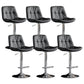 Modern Metal Stool Faux Leather Footrest Stool Adjustable Height in Matte Finish Dark Gray Chrome 6 Piece Set Clearhalo 'Bar Furniture' 'Bar Stools' 'bar_stools' 'furn' 'furn_bar_stools' 'Furniture' 'Kitchen & Dining Furniture' 5617827